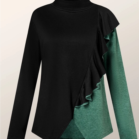 Elegant Color Block Long sleeve Regular Fit Blouse - Picture 2 of 5